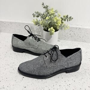 Miista London Adelaide Black/Silver Stingray Artsy Oxford Loafer 37